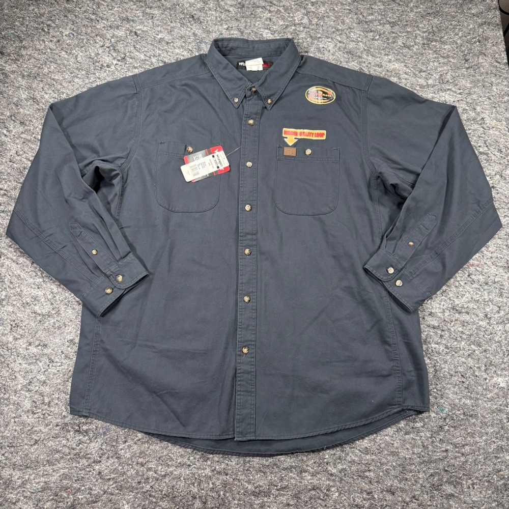 Wrangler Riggs Workwear Mens XXL Navy Blue Button Down Shirt 103W501NV